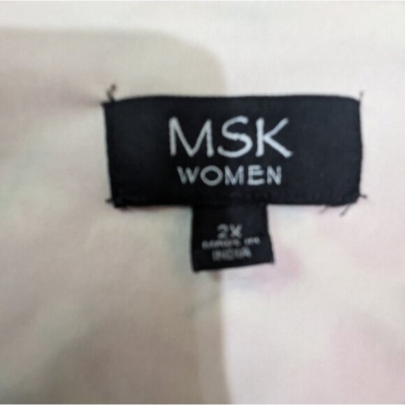 MSK Women’s V-Neck Floral Dress 2X Pink & White Short-Sleeve Empire Waist - Picture 7 of 8